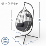 Home Collective Hängesessel Hängestuhl mit Gestell Hängeschaukel Hängekorb Schaukel Sessel Indoor & Outdoor Deko | weiche Sitzkissen inkl. | ideal für Garten, Balkon Terrasse oder Innen | schwarz
