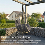 Home Collective Hängesessel Hängestuhl mit Gestell Hängeschaukel Hängekorb Schaukel Sessel Indoor & Outdoor Deko | weiche Sitzkissen inkl. | ideal für Garten, Balkon Terrasse oder Innen | schwarz