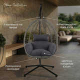 Home Collective Hängesessel Hängestuhl mit Gestell Hängeschaukel Hängekorb Schaukel Sessel Indoor & Outdoor Deko | weiche Sitzkissen inkl. | ideal für Garten, Balkon Terrasse oder Innen | schwarz