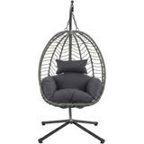 Home Collective Hängesessel Hängestuhl mit Gestell Hängeschaukel Hängekorb Schaukel Sessel Indoor & Outdoor Deko | weiche Sitzkissen inkl. | ideal für Garten, Balkon Terrasse oder Innen | schwarz