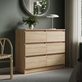 Kommode mit 6 Schubladen 95 | 120 | 140 | 160 cm breit Kommode Holz Schrank Kommode mit Schubladen Sideboard Highboard Anrichte Schlafzimmer Wohnzimmer Flur Büro Organizer