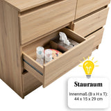 Kommode mit 6 Schubladen 95 | 120 | 140 | 160 cm breit Kommode Holz Schrank Kommode mit Schubladen Sideboard Highboard Anrichte Schlafzimmer Wohnzimmer Flur Büro Organizer