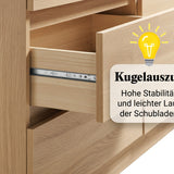 Kommode mit 6 Schubladen 95 | 120 | 140 | 160 cm breit Kommode Holz Schrank Kommode mit Schubladen Sideboard Highboard Anrichte Schlafzimmer Wohnzimmer Flur Büro Organizer