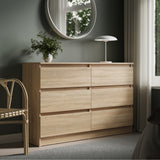 Kommode mit 6 Schubladen 95 | 120 | 140 | 160 cm breit Kommode Holz Schrank Kommode mit Schubladen Sideboard Highboard Anrichte Schlafzimmer Wohnzimmer Flur Büro Organizer