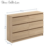 Kommode mit 6 Schubladen 95 | 120 | 140 | 160 cm breit Kommode Holz Schrank Kommode mit Schubladen Sideboard Highboard Anrichte Schlafzimmer Wohnzimmer Flur Büro Organizer