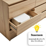Kommode mit 6 Schubladen 95 | 120 | 140 | 160 cm breit Kommode Holz Schrank Kommode mit Schubladen Sideboard Highboard Anrichte Schlafzimmer Wohnzimmer Flur Büro Organizer