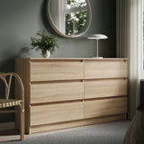 Kommode mit 6 Schubladen 95 | 120 | 140 | 160 cm breit Kommode Holz Schrank Kommode mit Schubladen Sideboard Highboard Anrichte Schlafzimmer Wohnzimmer Flur Büro Organizer
