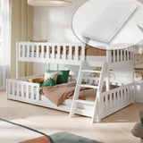 Etagenbett 90x200 / 120x200 Kinderbett Jugendbett Stockbett Hochbett mit Leiter, Rausfallschutz & Lattenrosten,  Kinder Bett von 4. bis 16. Lebensjahr Weiß