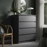 Kommode mit 4 Schubladen 76 & 80 cm Breite Kommode schmal Holz Schrank Kommode mit Schubladen Sideboard Highboard Anrichte Schlafzimmer Wohnzimmer Flur Büro Organizer
