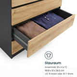Kommode mit 4 Schubladen 76 & 80 cm Breite Kommode schmal Holz Schrank Kommode mit Schubladen Sideboard Highboard Anrichte Schlafzimmer Wohnzimmer Flur Büro Organizer