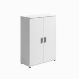 Home Collective Mehrzweckschrank Sideboard Kommode weiß mit 2 Türen und 2 Einlegeböden, MDF Weiß, verchromte Griffe | Made in Germany | 75 x 104 x 35 cm