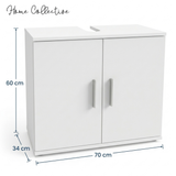 Home Collective Waschbeckenunterschrank Badezimmerschrank Badschrank Badmöbel mit 2 Türen, herausnehmbarem Einlegeboden und verchromten Griffen, Made in Germany, Weiß, 70 x 60 x 34 cm