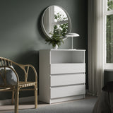 Home Collective Kommode Sideboard Schubladenkommode | viel Stauraum mit 3 Schubladen & 1 offenem Fach Schubladenschrank | modern Schlafzimmer Wohnzimmer Flur Büro Möbel Organizer | 76x87x35 cm | weiß