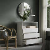Home Collective Kommode Sideboard Schubladenkommode | viel Stauraum mit 3 Schubladen & 1 offenem Fach Schubladenschrank | modern Schlafzimmer Wohnzimmer Flur Büro Möbel Organizer | 76x87x35 cm | weiß