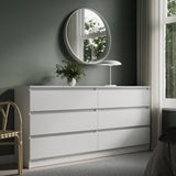 Kommode mit 6 Schubladen 95 | 120 | 140 | 160 cm breit Kommode Holz Schrank Kommode mit Schubladen Sideboard Highboard Anrichte Schlafzimmer Wohnzimmer Flur Büro Organizer