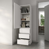Home Collective Kleiderschrank Garderobenschrank Mehrzweckschrank Schrank | viel Stauraum mit 3 Schubladen & 2 Einlegeböden | Hochschrank Schlafzimmer Flur Büro | Möbel Organizer | 50x181x41 cm | weiß