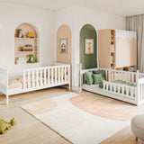 Lit mezzanine B-WARE Lit superposé 90x200 cm avec protection antichute et deux sommiers à lattes, transformable en deux lits simples, en bois massif blanc