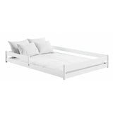 Kinderbett Bodenbett 90x200 I 120x200 | 140x200 cm mit Rausfallschutz & Lattenrost Montessori Bett Bed Gitterbett Kinder Jugendbett Einzelbett optional mit Matratze | weiß