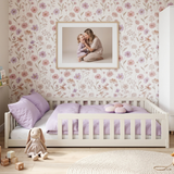 Kinderbett Bodenbett 80x160 | 80x180 | 90x190 | 90x200 | 120x200 | 140x200 cm Bett mit Rausfallschutz & Lattenrost Montessori Bett Gitterbett Kinder Jugendbett Einzelbett optional mit Matratze | Kiefer Holz massiv Junge Mädchen