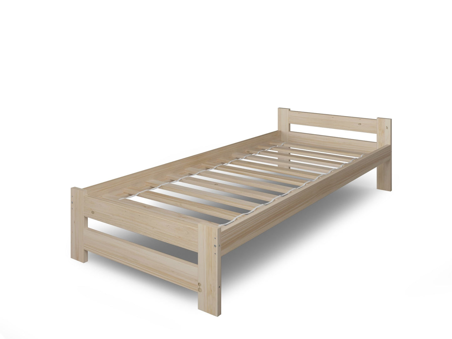 Holzbett mit Lattenrost Modern Bett Bed Kiefer Massiv Bettgestell Einzelbett Massivholzbett Klassisch | Komfortabel & Langlebig | Skandinavisch Boho Landhaus