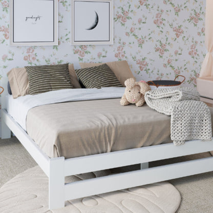 Holzbett mit Lattenrost Modern Bett Bed Kiefer Massiv Bettgestell Einzelbett Massivholzbett Klassisch | Komfortabel & Langlebig | Skandinavisch Boho Landhaus