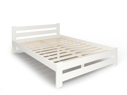 Holzbett mit Lattenrost Modern Bett Bed Kiefer Massiv Bettgestell Einzelbett Massivholzbett Klassisch | Komfortabel & Langlebig | Skandinavisch Boho Landhaus