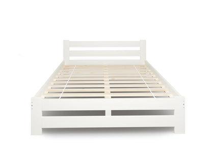 Holzbett mit Lattenrost Modern Bett Bed Kiefer Massiv Bettgestell Einzelbett Massivholzbett Klassisch | Komfortabel & Langlebig | Skandinavisch Boho Landhaus