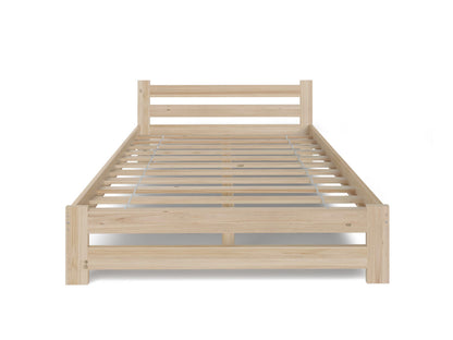 Holzbett mit Lattenrost Modern Bett Bed Kiefer Massiv Bettgestell Einzelbett Massivholzbett Klassisch | Komfortabel & Langlebig | Skandinavisch Boho Landhaus