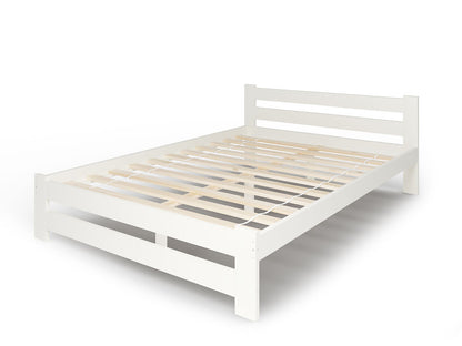 Holzbett mit Lattenrost Modern Bett Bed Kiefer Massiv Bettgestell Einzelbett Massivholzbett Klassisch | Komfortabel & Langlebig | Skandinavisch Boho Landhaus