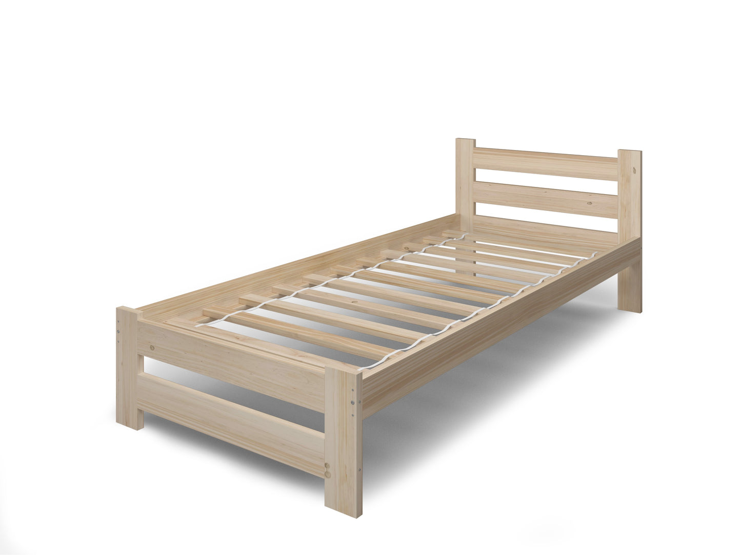 Holzbett mit Lattenrost Modern Bett Bed Kiefer Massiv Bettgestell Einzelbett Massivholzbett Klassisch | Komfortabel & Langlebig | Skandinavisch Boho Landhaus