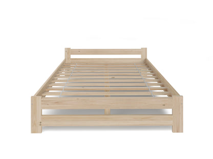 Holzbett mit Lattenrost Modern Bett Bed Kiefer Massiv Bettgestell Einzelbett Massivholzbett Klassisch | Komfortabel & Langlebig | Skandinavisch Boho Landhaus