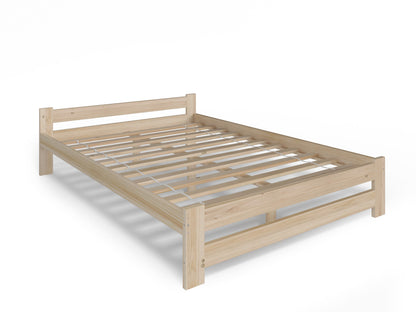 Holzbett mit Lattenrost Modern Bett Bed Kiefer Massiv Bettgestell Einzelbett Massivholzbett Klassisch | Komfortabel & Langlebig | Skandinavisch Boho Landhaus