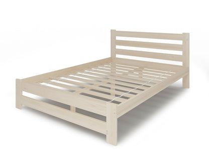 Holzbett mit Lattenrost Modern Bett Bed Kiefer Massiv Bettgestell Einzelbett Massivholzbett Klassisch | Komfortabel & Langlebig | Skandinavisch Boho Landhaus