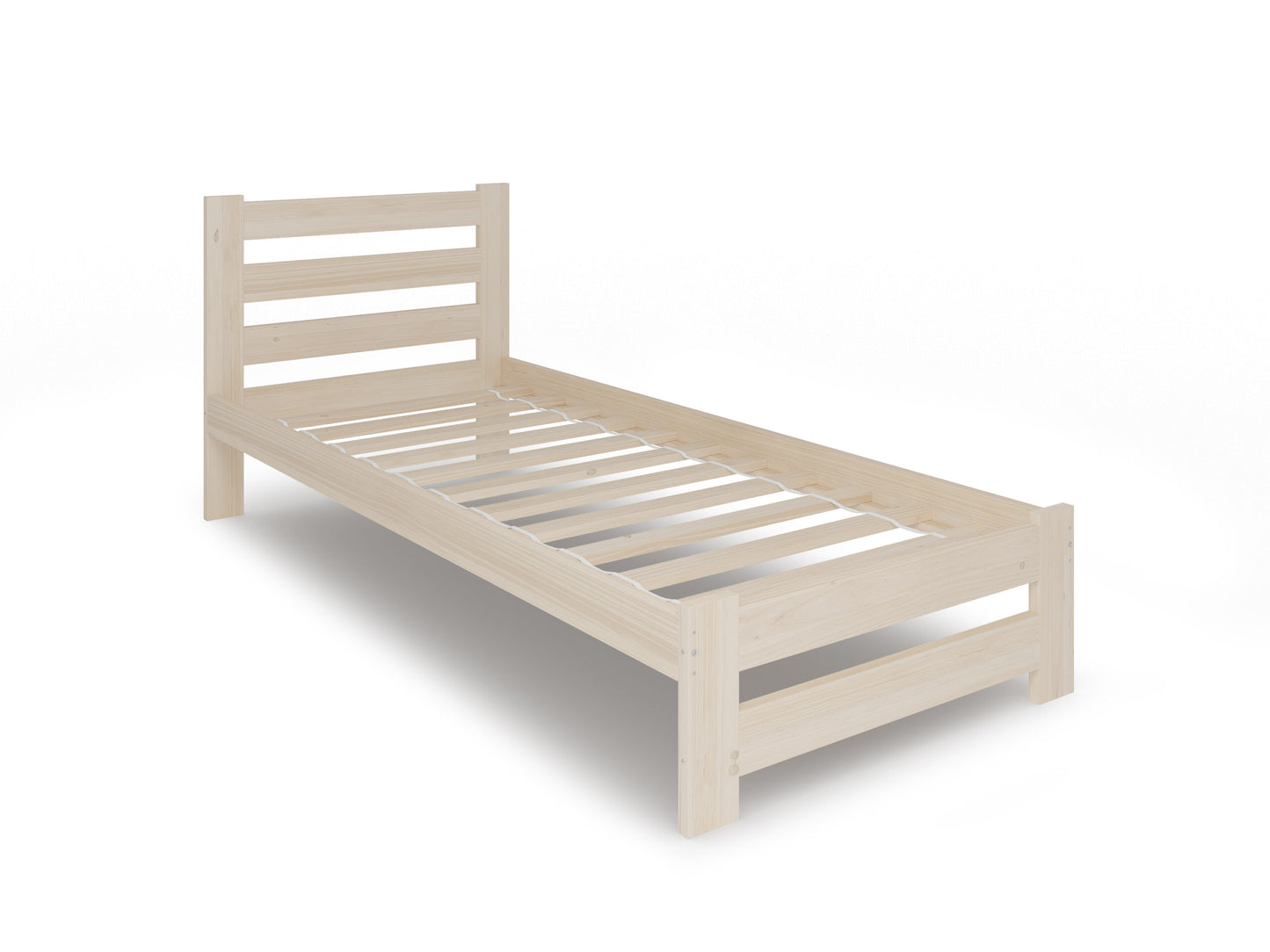 Holzbett mit Lattenrost Modern Bett Bed Kiefer Massiv Bettgestell Einzelbett Massivholzbett Klassisch | Komfortabel & Langlebig | Skandinavisch Boho Landhaus