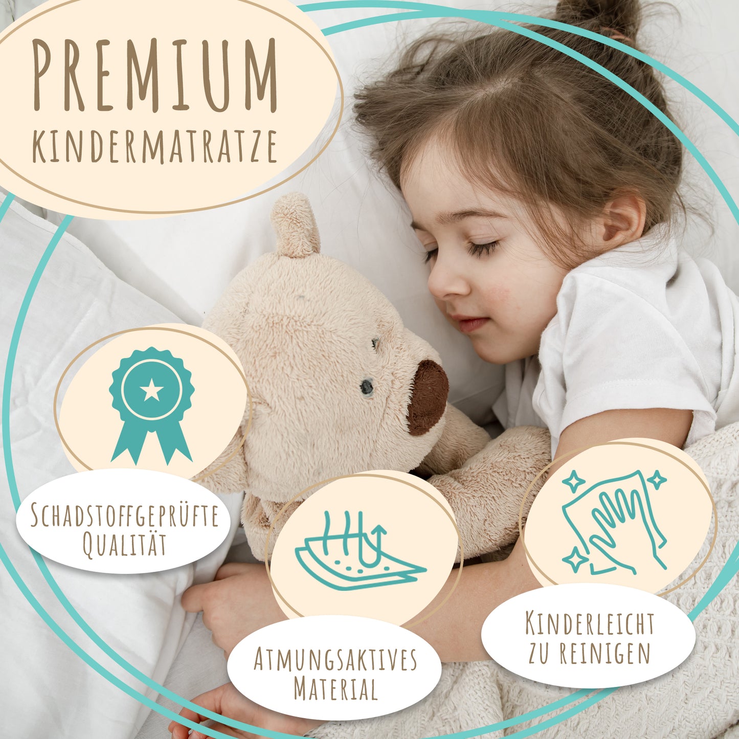 Kindermatratze 60x120 | 70x140 | 80x160 | 80x170 | 80x180 | 90x190 | 90x200 | 120x200 | 140x200 cm mit waschbarem Bezug | 10 cm dicke Matratze aus hochwertigem Kaltschaum für Kinderbett | Hergestellt in der EU, Körpergewicht bis 60 kg