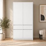 Home Collective Kleiderschrank Schrank Schlafzimmer Garderobenschrank Mehrzweckschrank Hochschrank | variable Innenaufteilung ,2 Schubladen optionaler Aufsatz | 100 x 50,5 x 180,5 cm