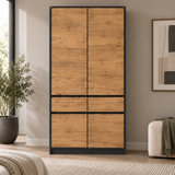 Home Collective Kleiderschrank Schrank Schlafzimmer Garderobenschrank Mehrzweckschrank Hochschrank | variable Innenaufteilung ,2 Schubladen optionaler Aufsatz | 100 x 50,5 x 180,5 cm