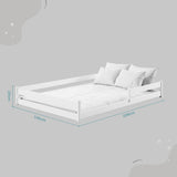 Kinderbett Bodenbett 90x200 I 120x200 | 140x200 cm mit Rausfallschutz & Lattenrost Montessori Bett Bed Gitterbett Kinder Jugendbett Einzelbett optional mit Matratze | weiß