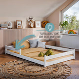 Kinderbett Bodenbett 90x200 I 120x200 | 140x200 cm mit Rausfallschutz & Lattenrost Montessori Bett Bed Gitterbett Kinder Jugendbett Einzelbett optional mit Matratze | weiß