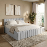 Home Collective Polsterbett 120x200 140x200 160x200 180x200 cm Bett inkl. Lattenrost Doppelbett Bettgestell mit Stauraum option | weicher Chenille-Stoff | Schlafzimmer Jugendzimmer Bettgestell | bis 240 kg belastbar