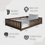 Kinderbett Bodenbett 80x160 | 80x180 | 90x190 | 90x200 | 120x200 | 140x200 cm Bett mit Rausfallschutz & Lattenrost Montessori Bett Gitterbett Kinder Jugendbett Einzelbett optional mit Matratze | Kiefer Holz massiv Junge Mädchen