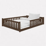 Kinderbett Bodenbett 80x160 | 80x180 | 90x190 | 90x200 | 120x200 | 140x200 cm Bett mit Rausfallschutz & Lattenrost Montessori Bett Gitterbett Kinder Jugendbett Einzelbett optional mit Matratze | Kiefer Holz massiv Junge Mädchen