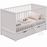 Kids Collective Babybett Kinderbett Beistellbett mit HDF-Platte | Modulares Gitterbett Lattenrost 3-fach höhenverstellbar & abnehmbare Sprossen | Baby Bett Holz Kinderzimmer | 60x120 & 70x140 cm