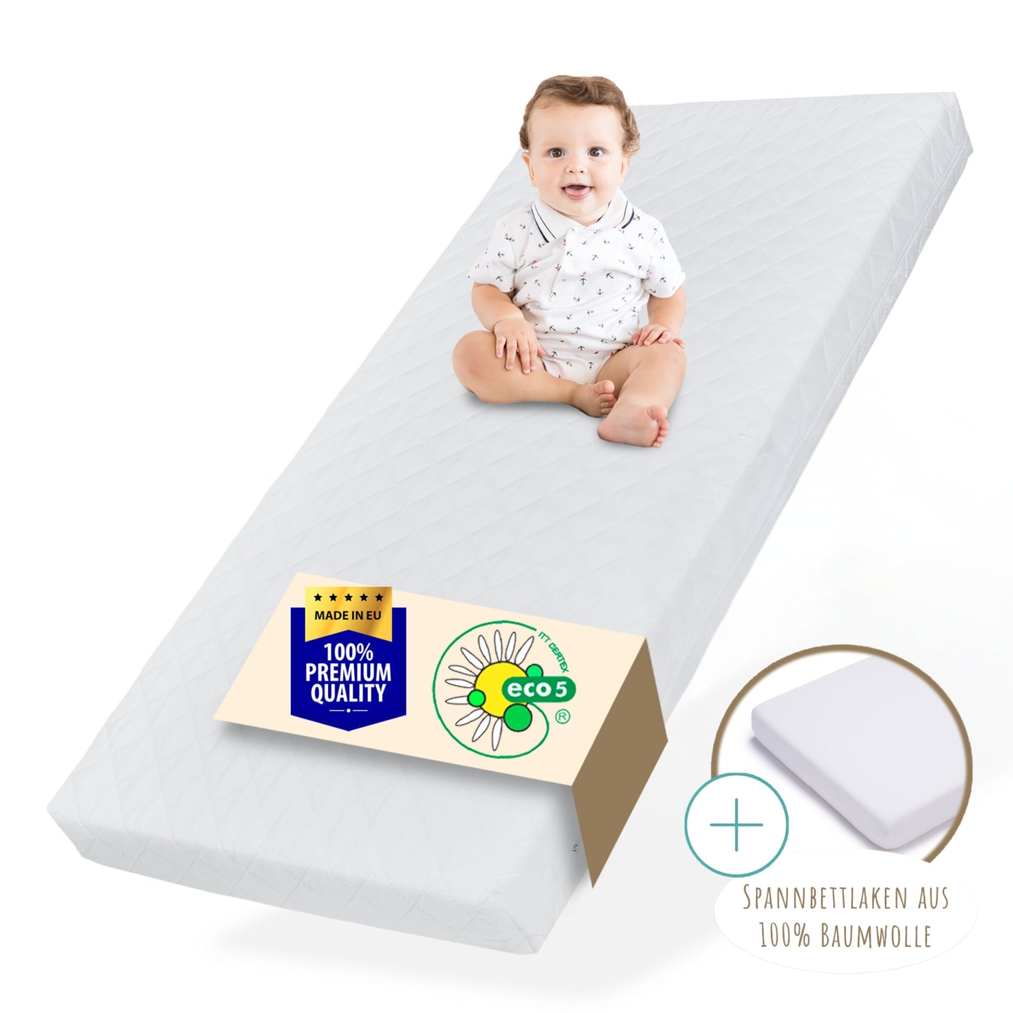 Matelas enfant 60x120 | 70x140 | 80x160 | 80x170 | 80x180 | 90x190 | 90x200 | 120x200 | 140x200 cm avec housse lavable | Matelas de 10 cm d'épaisseur en mousse froide de haute qualité pour lits d'enfants Fabriqué dans l'UE, poids corporel jusqu'à 60 kg