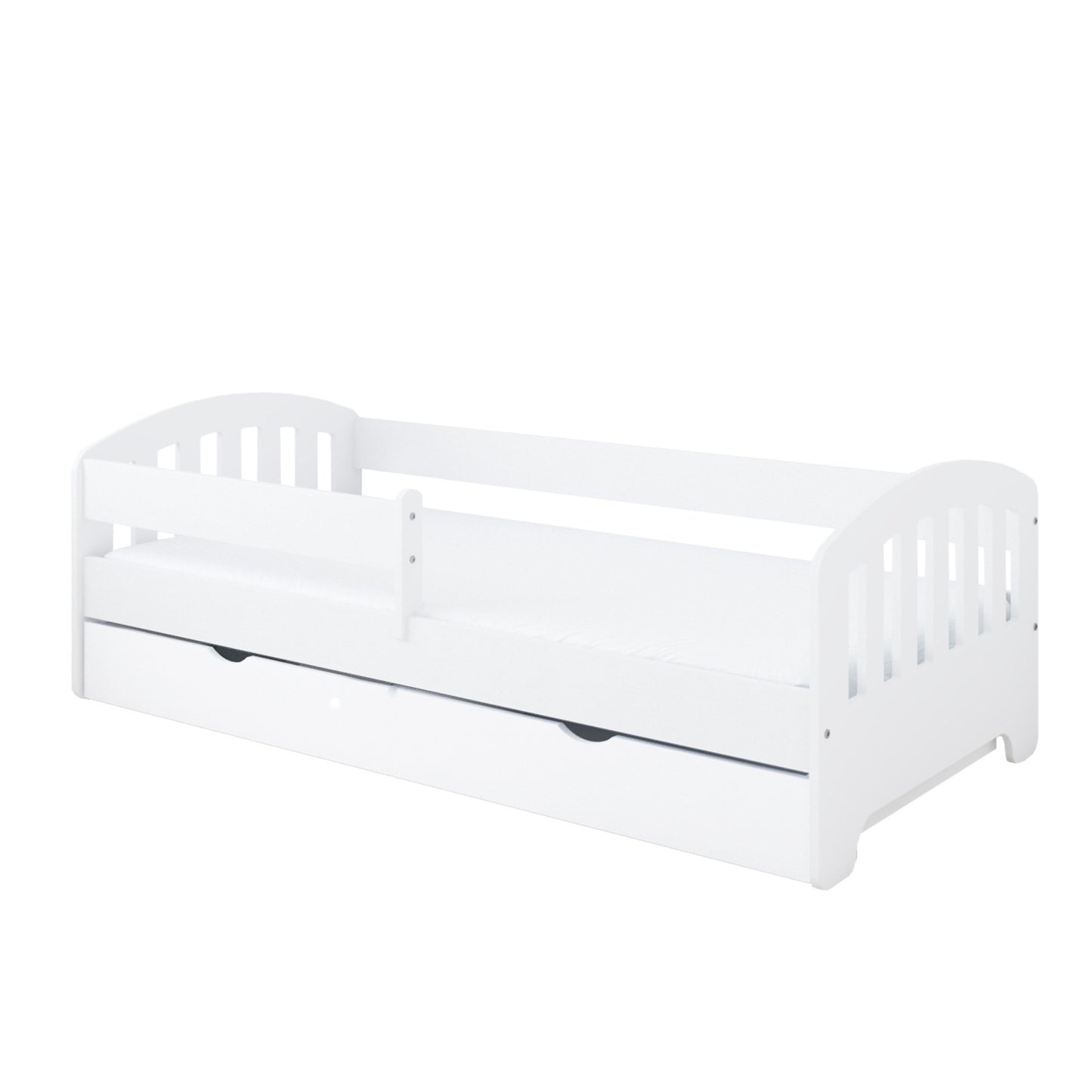 Lit enfant 80x160 | 80x180 | 90x200 cm avec matelas (en option), tiroir, protection antichute et sommier à lattes en 5 couleurs