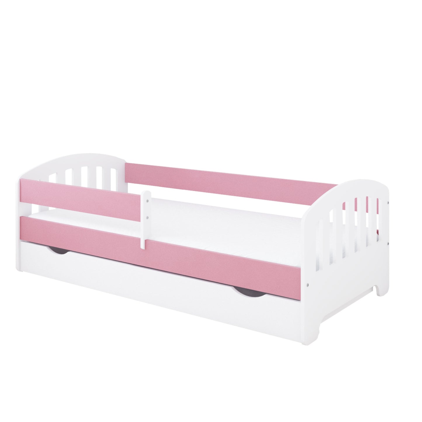 Lit enfant 80x160 | 80x180 | 90x200 cm avec matelas (en option), tiroir, protection antichute et sommier à lattes en 5 couleurs