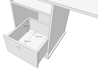 Bureau, bureau pour enfants avec hauteur de travail de 74 cm et deux tiroirs et compartiment de rangement en blanc, rose ou bleu Fabriqué en Europe