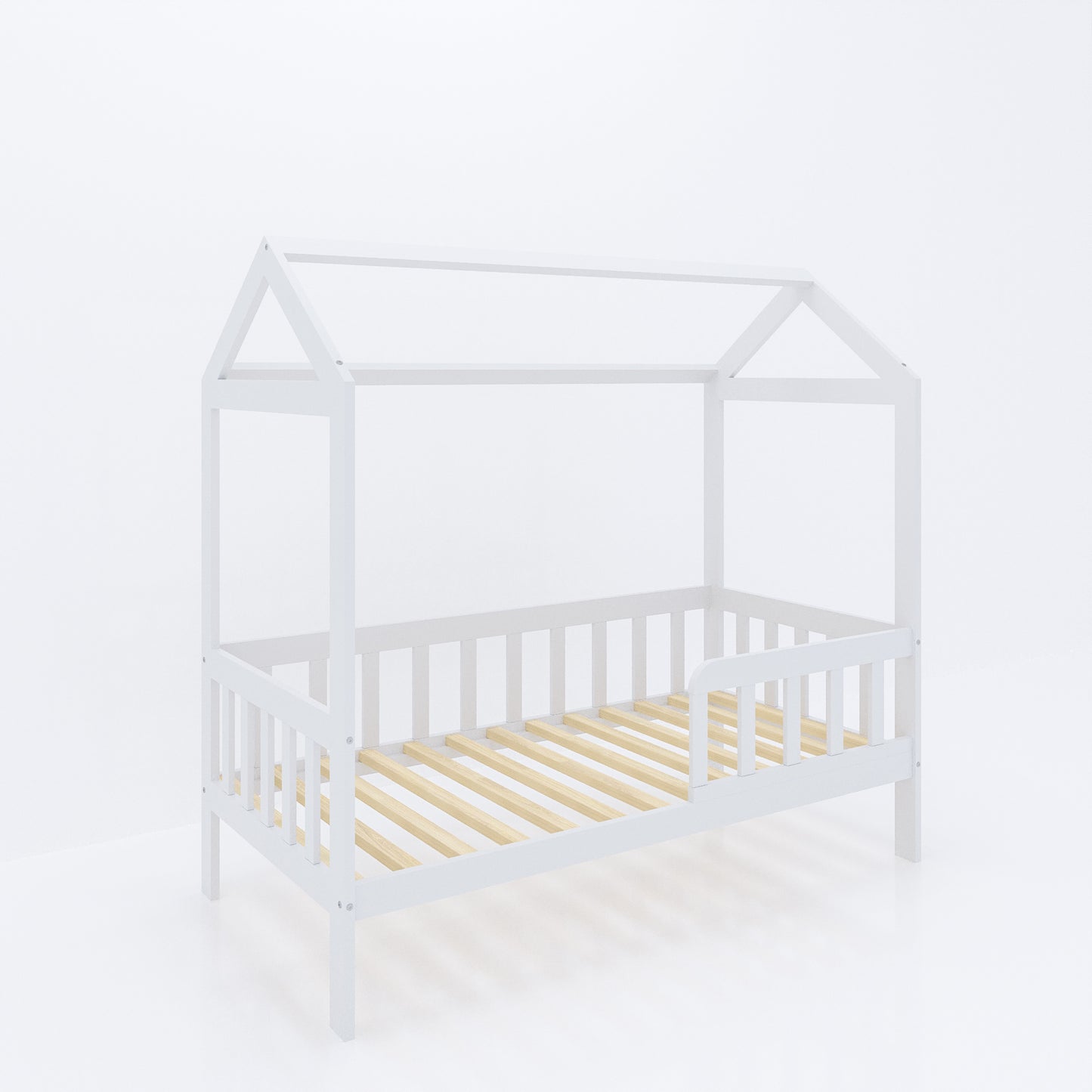 Lit cabane lit enfant lit enfant 90x200 cm avec matelas (en option) avec protection antichute et sommier à lattes blanc 200 x 90 pour filles et garçons