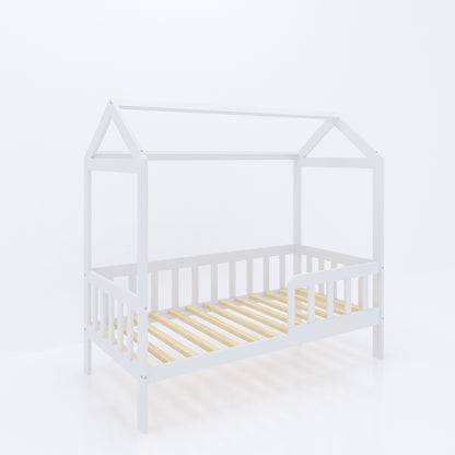 Lit cabane lit enfant lit enfant 90x200 cm avec matelas (en option) avec protection antichute et sommier à lattes blanc 200 x 90 pour filles et garçons