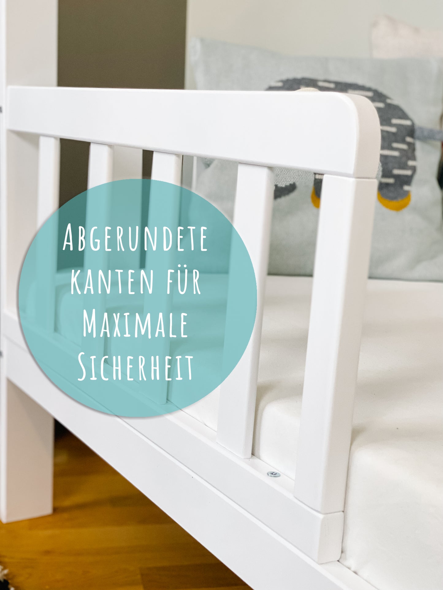 Hausbett Kinderbett Jugendbett 90x200 cm mit Matratze (optional) mit Rausfallschutz & Lattenrost weiß 200 x 90 für Mädchen und Jungen